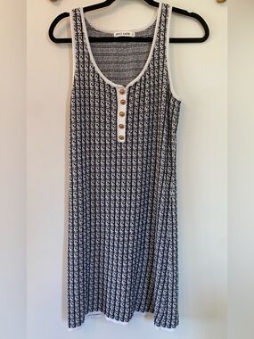 Grace Karin Black & White Knit Tank Dress with Gold Buttons